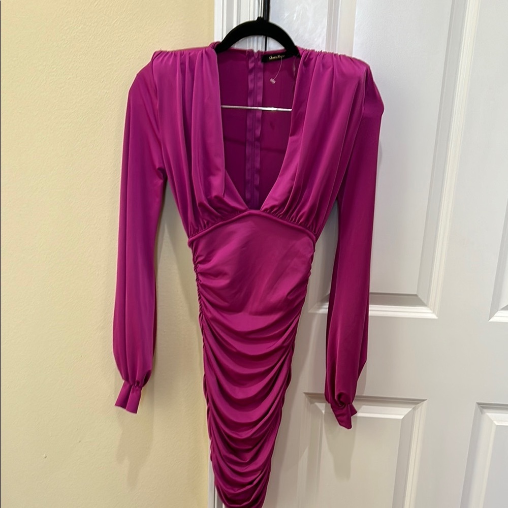 Purple Ruched Bodycon Dress